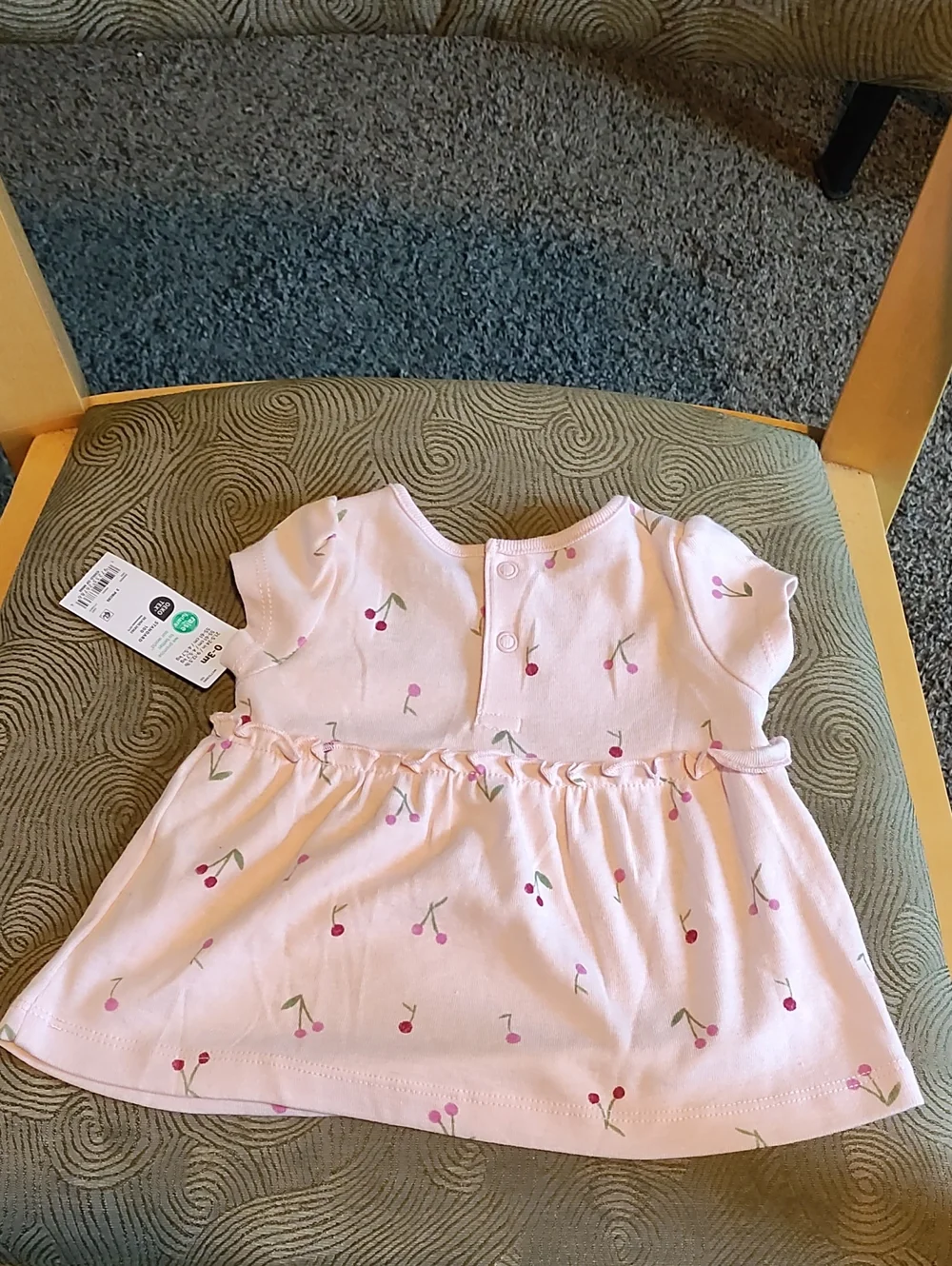 Carter's Child Of Mine Baby Pink Cherry Print Dressy Dress 0-3 Months Old